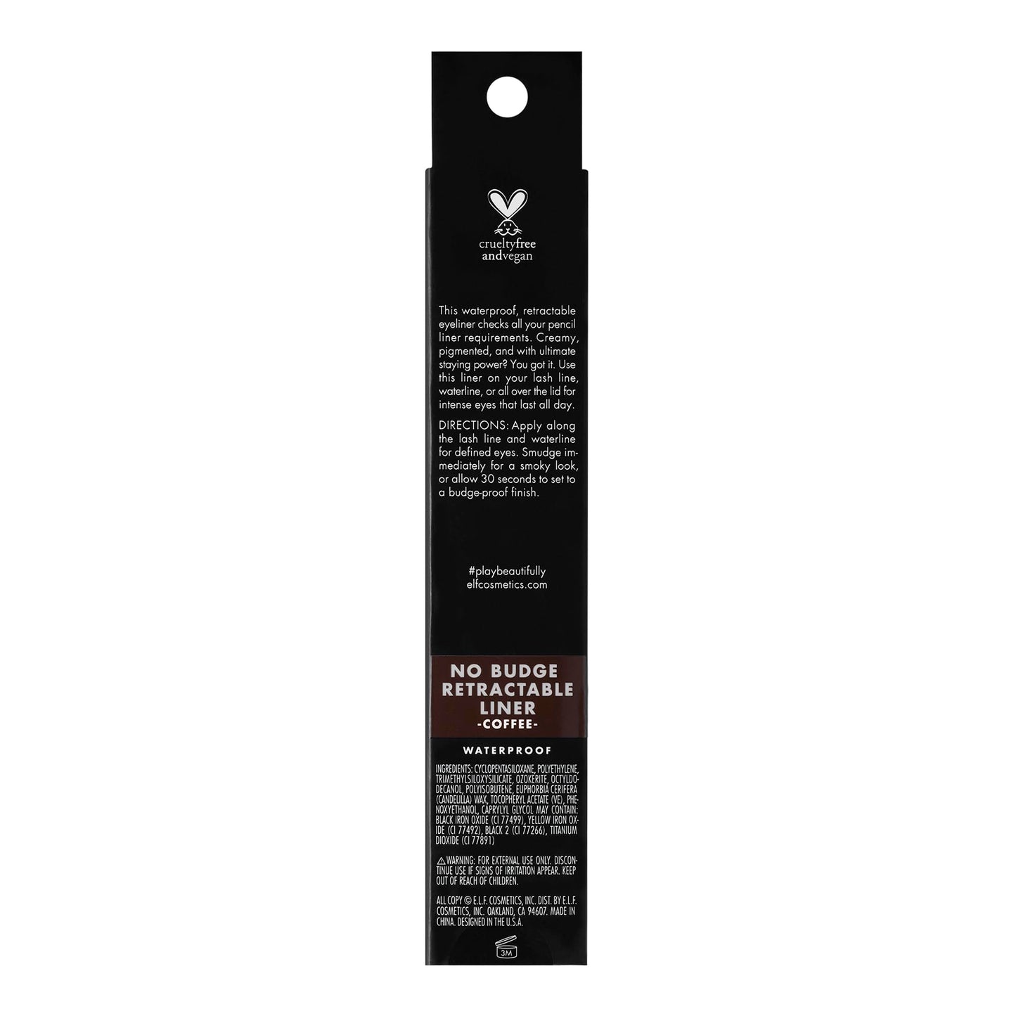 e.l.f. No Budge Retractable Eyeliner, Creamy, Ultra-Pigmented & Waterproof, Creates Bold & Defined Lines, Vegan & Cruelty-Free, Black 0.006 Oz